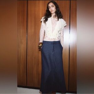 Zara Women's Denim Maxi Skirt size Large